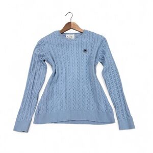 Bondelid baby blue cable knit cotton crew neck sweater L/M
